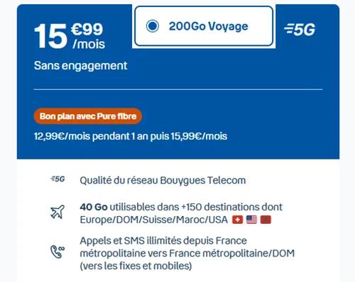 🌍 B&You, forfait 5G Voyage 200Go à 16€/mois