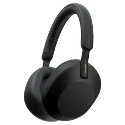 Sony XM5 headphones on white background