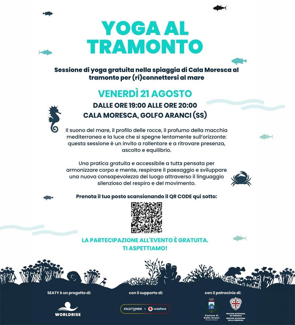 𝟐𝟏 𝐀𝐆𝐎𝐒𝐓𝐎 - 𝐘𝐎𝐆𝐀 𝐀𝐋 𝐓𝐑𝐀𝐌𝐎𝐍𝐓𝐎 Venerdì 21 agosto, dalle 19:00 alle 20:00, appuntamento sulla spiaggi...