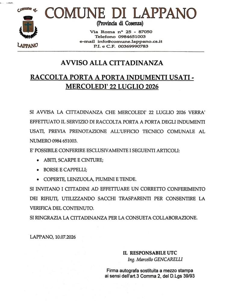 Comune di Lappano Posted