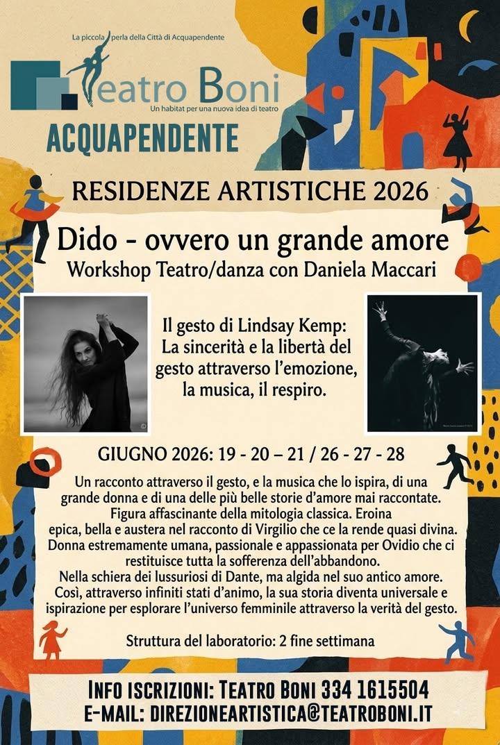 🎭 ✨ Tornano le Residenze Artistiche del Teatro Boni di Acquapendente (VT)! ✨🎭 Anche nel 2026 il Teatro Boni costruisce...
