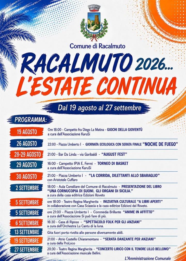 MANIFESTAZIONI ESTIVE A RACALMUTO