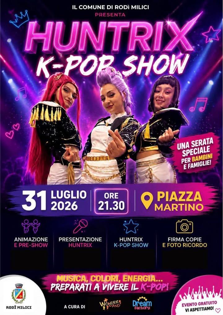 🌟 Le Huntrix arrivano a Rodì Milici! 🌟 Preparatevi a vivere una serata magica dedicata a bambini, ragazzi e alle loro...