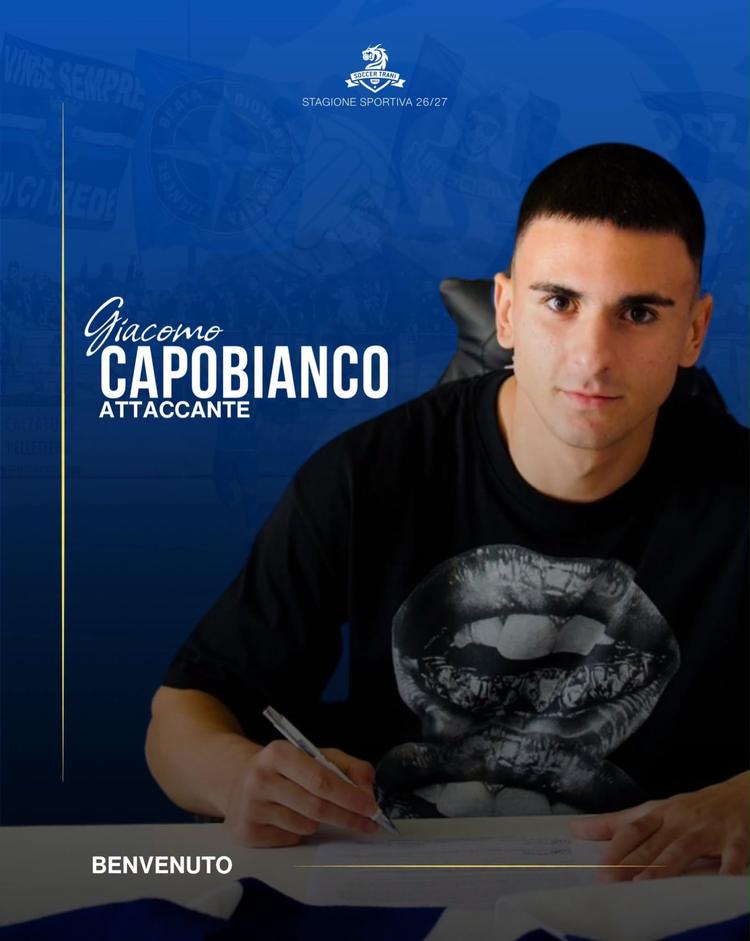 Soccer Trani, ufficiale Giacomo Capobianco: nuovo rinforzo per l’attacco