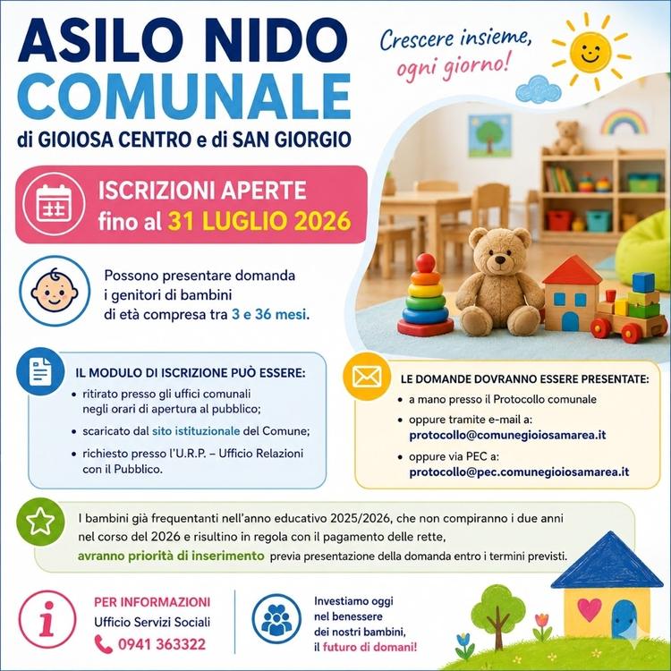 📢 𝐀𝐏𝐄𝐑𝐓𝐔𝐑𝐀 𝐈𝐒𝐂𝐑𝐈𝐙𝐈𝐎𝐍𝐈 𝐀𝐒𝐈𝐋𝐎 𝐍𝐈𝐃𝐎 𝐂𝐎𝐌𝐔𝐍𝐀𝐋𝐄
