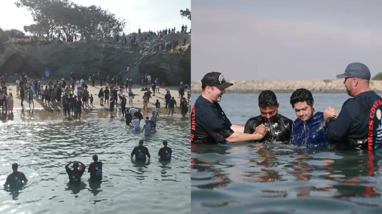 Mais de 800 pessoas são batizadas na praia onde nasceu a ‘Jesus Revolution’