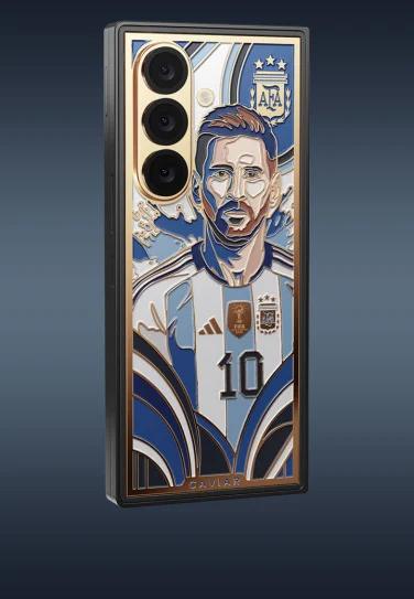 lionel messi design on back of galaxy z fold 8 ultra by caviar