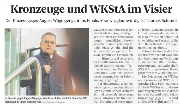 Wie glaubwürdig ist der Kronzeuge Thomas Schmid, fragten Berichterstatter auch in der Tiroler Tageszeitung.