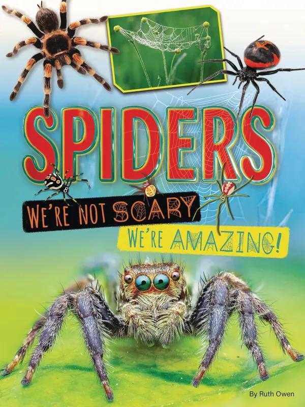 Book cover  - a large spider at the bottom and two spiders in the upper corners.
