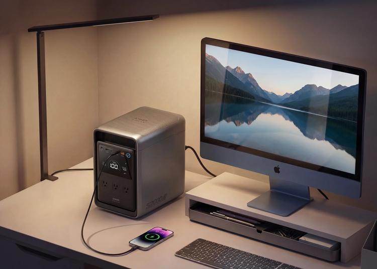 the anker solix s2000 with a desktop computer