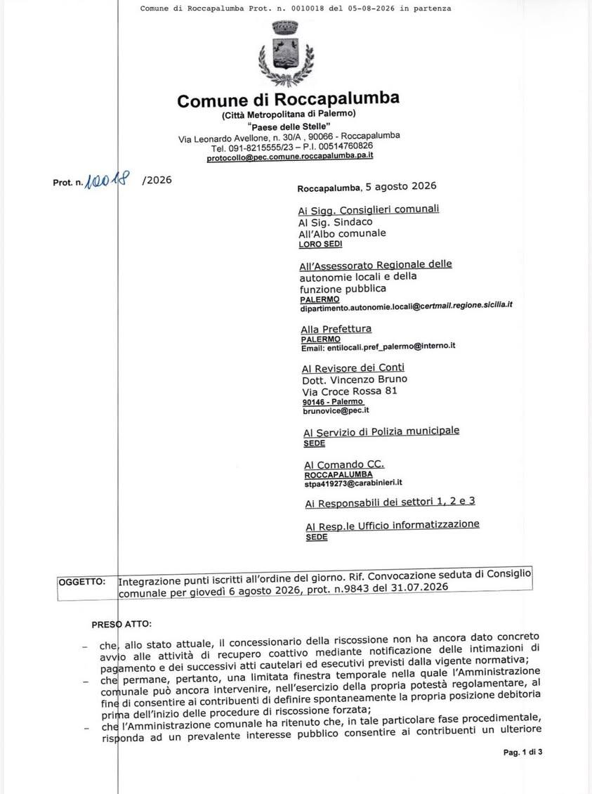 Domani pomeriggio in  consiglio comunale  porteremo come punto aggiuntivo la proroga dei termini per la Rottamazione Qui...