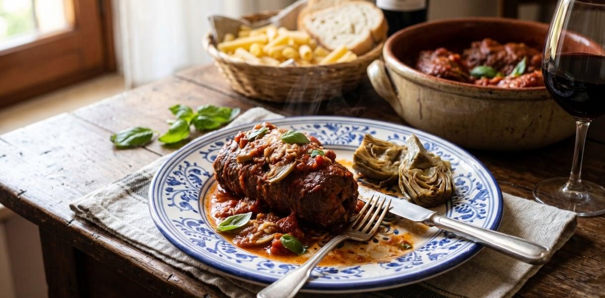Braciola salernitana al ragù con cuore di carciofi: la ricetta della domenica