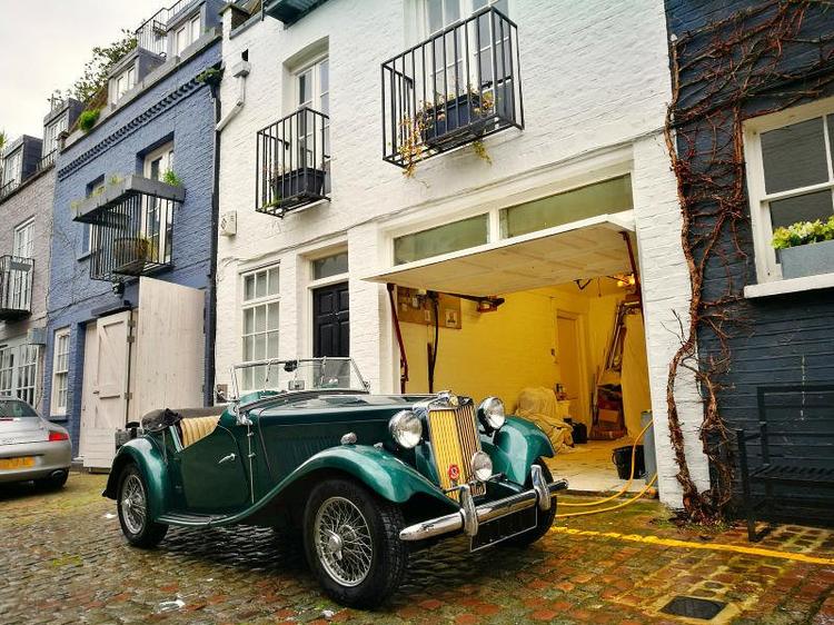 Classic car outside a Notting Hill mews house