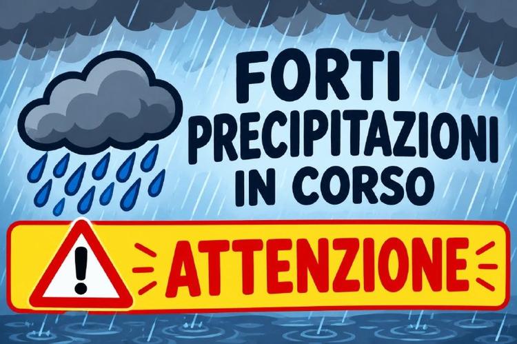 ⚠️ -🌧 ⛈️ FARE ATTENZIONE! Sono in corso forti precipitazioni. Si raccomanda di usare prudenza. Stare lontano dai corsi...