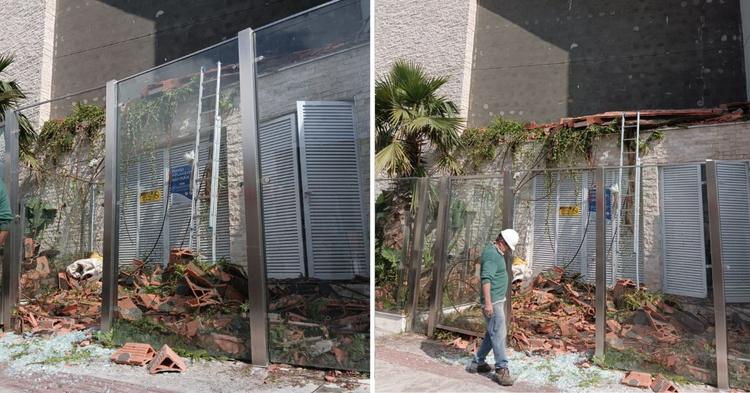 Trabalhador fica ferido após queda e desabamento de muro em prédio no Centro de Itajaí