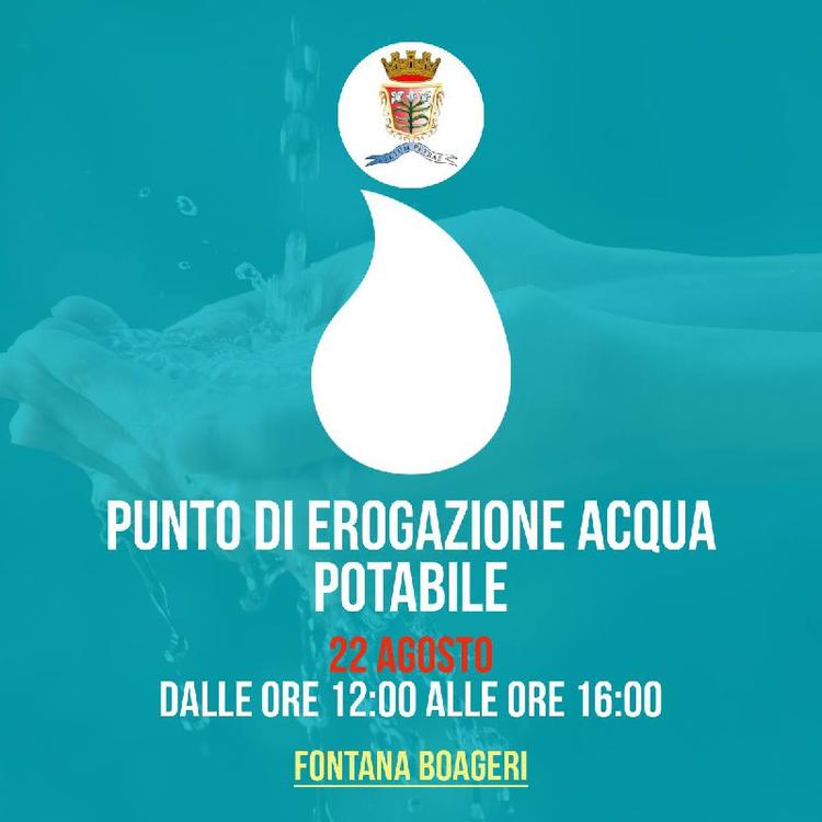🔴 COMUNICAZIONE IMPORTANTE🔴 💦 PUNTO DI EROGAZIONE ACQUA POTABILE PER UTENZE PRIVATE💦 📍FONTANA BOAGERI 🕒 dalle ore...