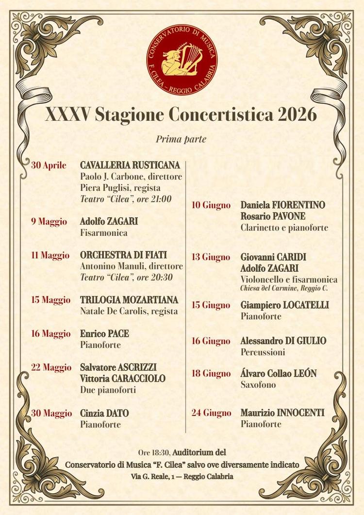 XXXV Stagione concertistica del Conservatorio Cilea - Prima parte