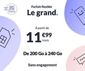 🔖 Prixtel, forfait 5G illimité/de 200Go à 240Go dès 12€/mois