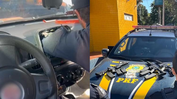 Fuzis são encontrados escondidos em fundo falso de carro e motorista é preso no Sul do Piauí