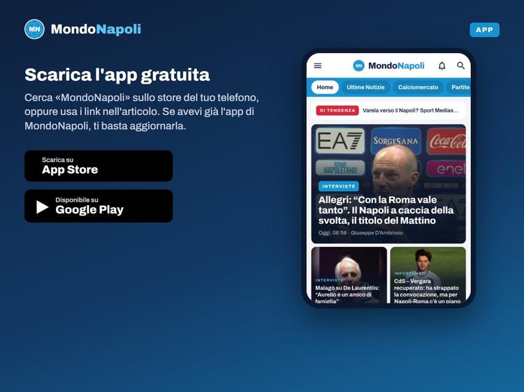 I pulsanti App Store e Google Play e la home dell'app