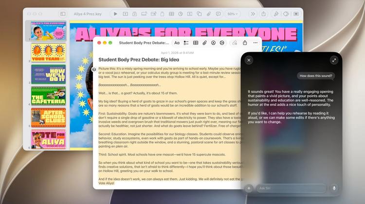 siri ai writing suggestions on macos 27 golden gate