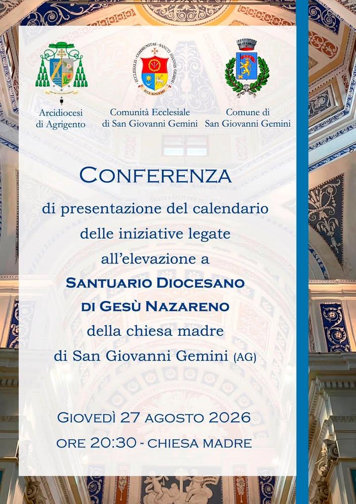 𝐂𝐎𝐍𝐅𝐄𝐑𝐄𝐍𝐙𝐀 𝐒𝐓𝐀𝐌𝐏𝐀 – 𝐄𝐋𝐄𝐕𝐀𝐙𝐈𝐎𝐍𝐄 𝐃𝐄𝐋𝐋𝐀 𝐂𝐇𝐈𝐄𝐒𝐀 𝐌𝐀𝐃𝐑𝐄 𝐀 𝐒𝐀𝐍𝐓𝐔𝐀𝐑𝐈𝐎 𝐃𝐈𝐎...