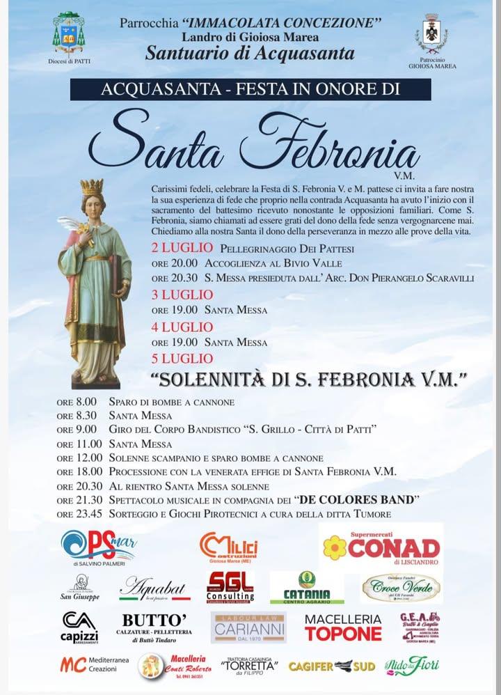 ⛪Al via, in contrada Acquasanta, i festeggiamenti in onore di Santa Febronia, Vergine e Martire, patrona della città di...
