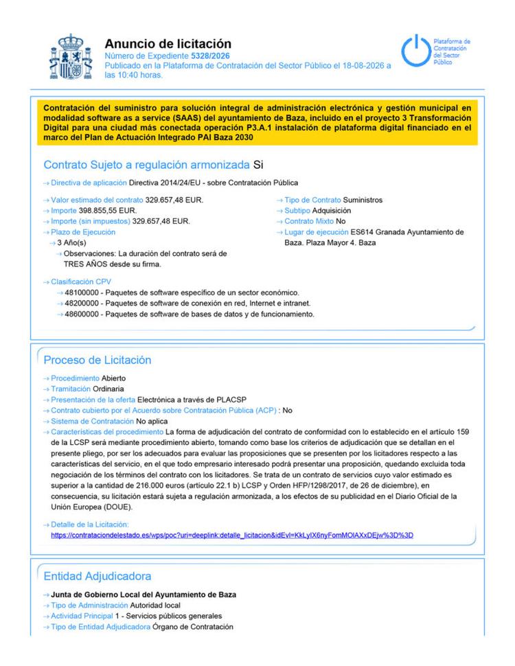 El Ayuntamiento saca a licitación la contratación de los medios para renovar su administración electrónica