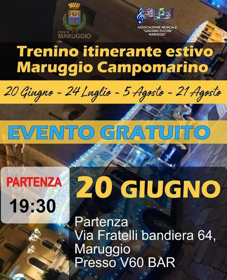 Da sabato 20 giugno torna il tanto atteso trenino itinerante 🚂 Vi aspettiamo!!!