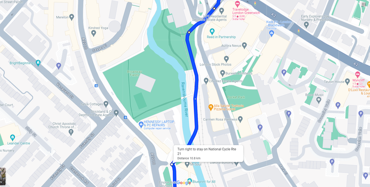 Part 19 of the Crystal Palace Cycle route into Deal's Gateway 