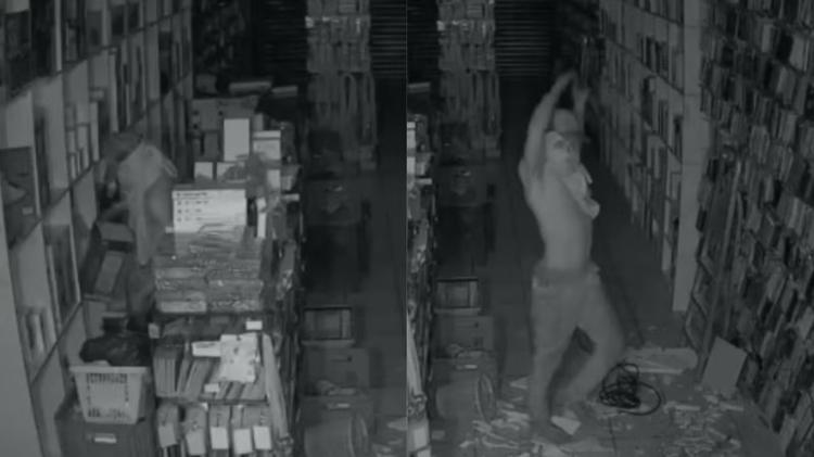 Suspeito abre buraco no teto, desce por corda e furta loja de eletrônicos no Piauí; vídeo