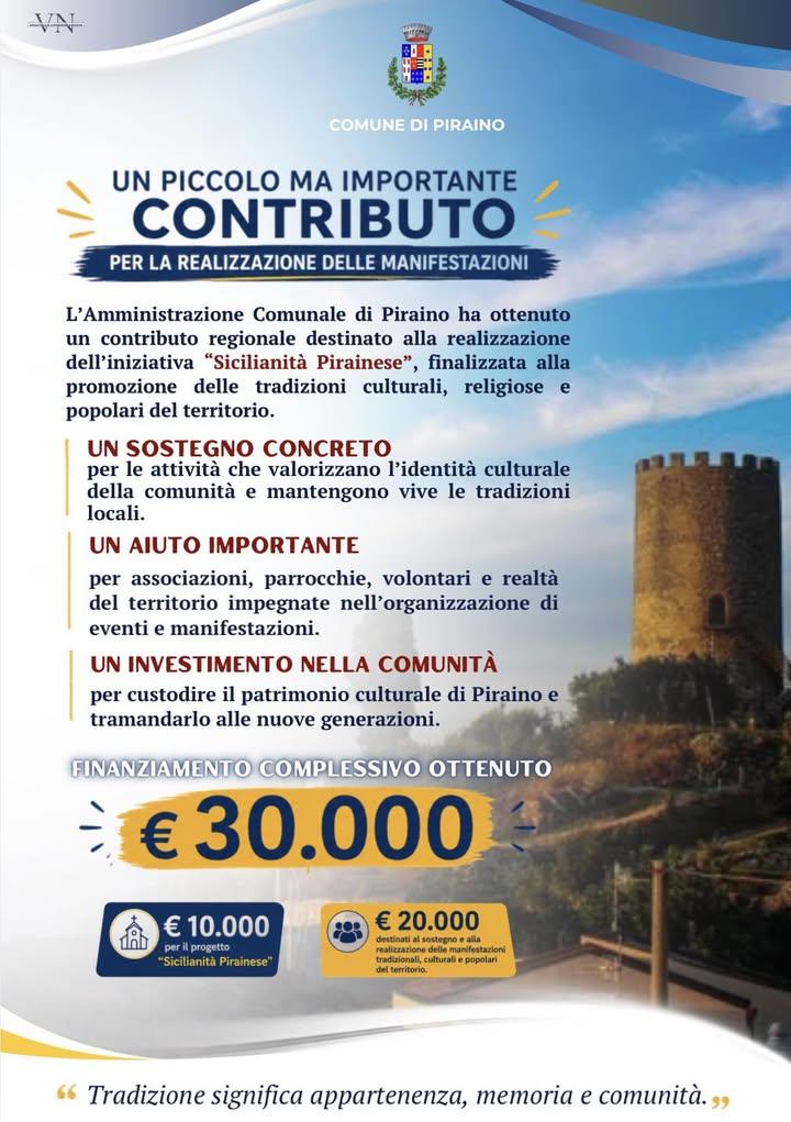 Il Comune di Piraino ha ottenuto piccoli ma importanti finanziamenti regionali per la valorizzazione del territorio e de...