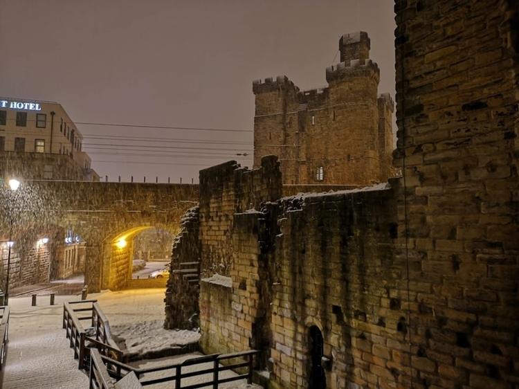 Newcastle Castle in winter.