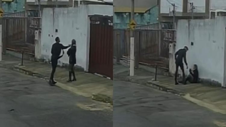 Homem agride ex-companheira na rua e rouba carro dela para fugir; vídeo mostra agressões