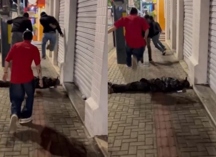 Vídeo mostra jovens pulando sobre morador de rua deitado na calçada em Botucatu; polícia investiga