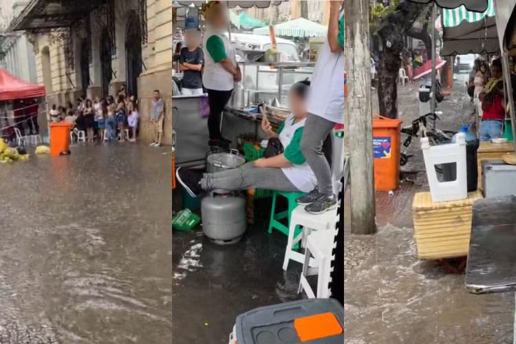 Chuva intensa deixa comerciantes da Feira Hippie ilhados e Virada Cultural adia show no Centro de BH
