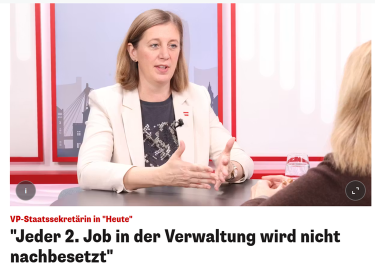 Staatssekretärin Barbara Eibinger-Miedl im Interview mit heute: Sparen in Verwaltung. Screenshot heute.at