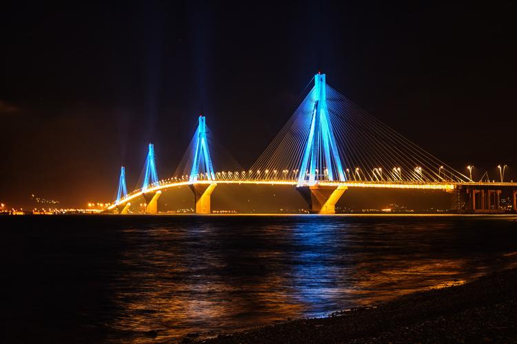 Greece’s Rio-Antirrio Bridge Lit up Ahead of European Elections