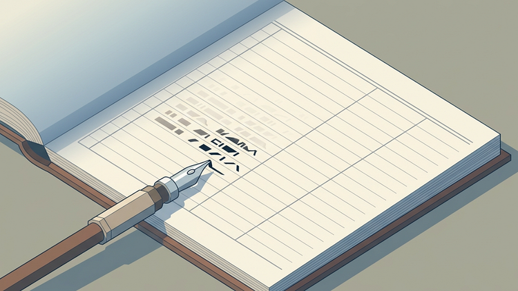 A ledger page with four ruled columns, one entry posted and the ink still wet.
