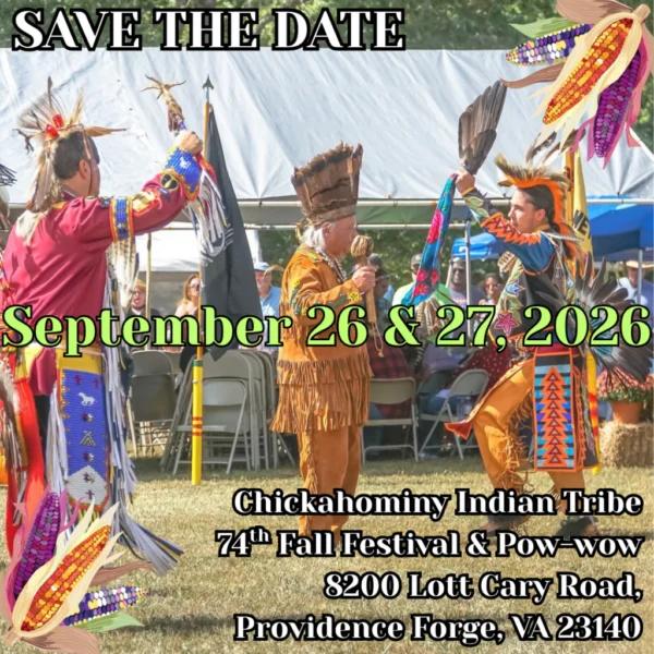 Chickahominy Indian Tribe 74th Annual Fall Festival & Pow Wow 2026