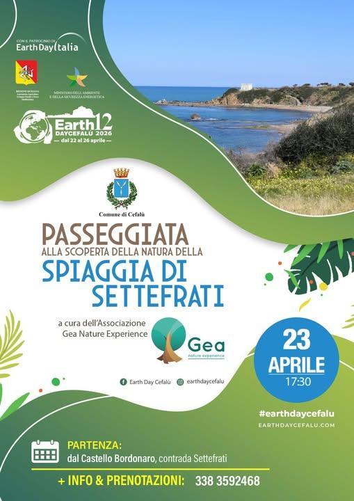 Earth Day Cefalù 2026 Le escursioni naturalistiche in programma dal 23 al 26 aprile: Giovedì 23 aprile Ore 17:30