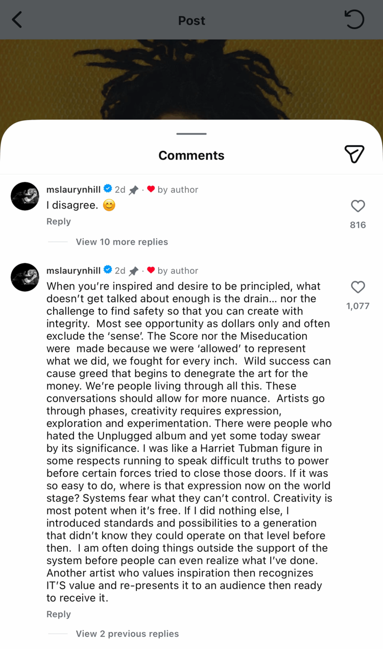 Lauryn Hill resposta