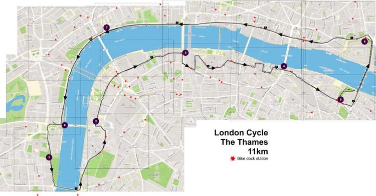 Route overview of London Cycle Thames Circular 
