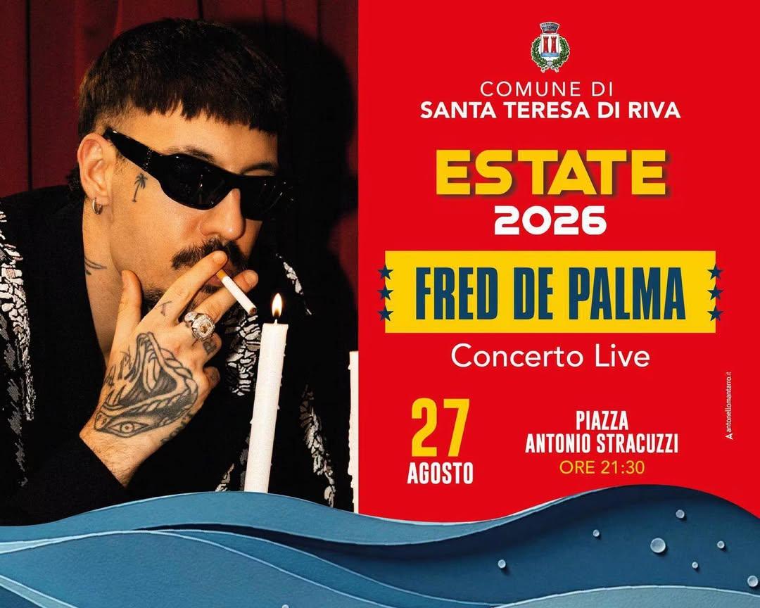Giovedì 27 Agosto 2026 - ore 21.30 🎙️✨ Santa Teresa di Riva (Me) Piazza Antonio Stracuzzi (area mercato) Per prenotare...