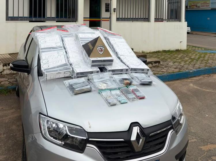 PM prende casal com cigarros contrabandeados e drogas na BR-259, em Conselheiro Pena