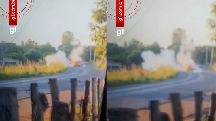 Carro-forte é alvo de explosão próximo ao povoado Santa Rosa, em Capinzal do Norte
