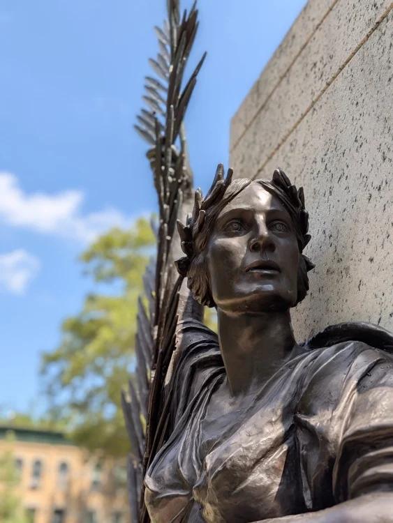 A statue taken using portrait mode