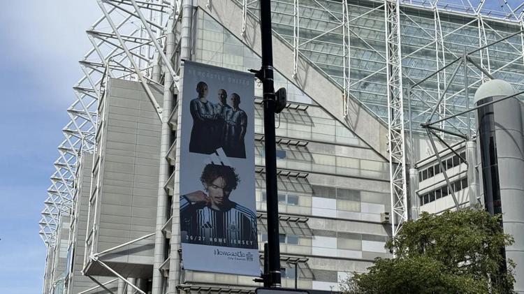 Nick Woltemade Banner Outside St. James' Park Newcastle United 2026/27 Shirt