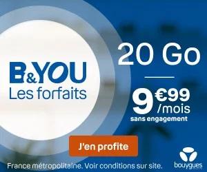 🔖 B&You, forfait 5G illimité/20Go à 10€/mois