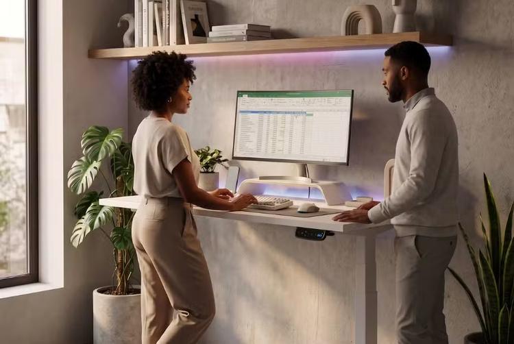 Mesa com regulagem de altura: como adaptar o home office para duas pessoas